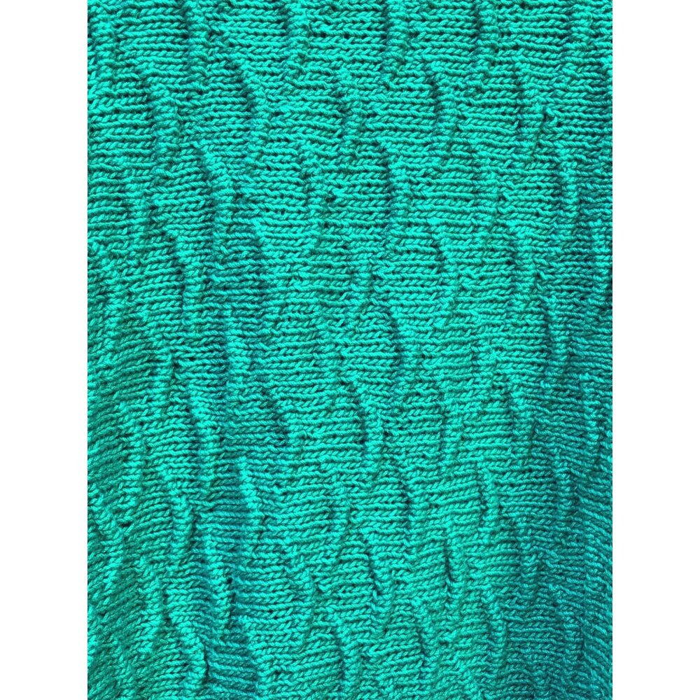 Vintage Hand-Knit Teal Cotton Pullover Sweater Women’s Size M NOS OOAK - Picture 2 of 4